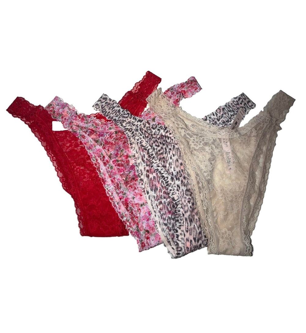NWT Victoria’s Secret Women’s Lace Brazilian Underwear Panties 4 Pairs Medium